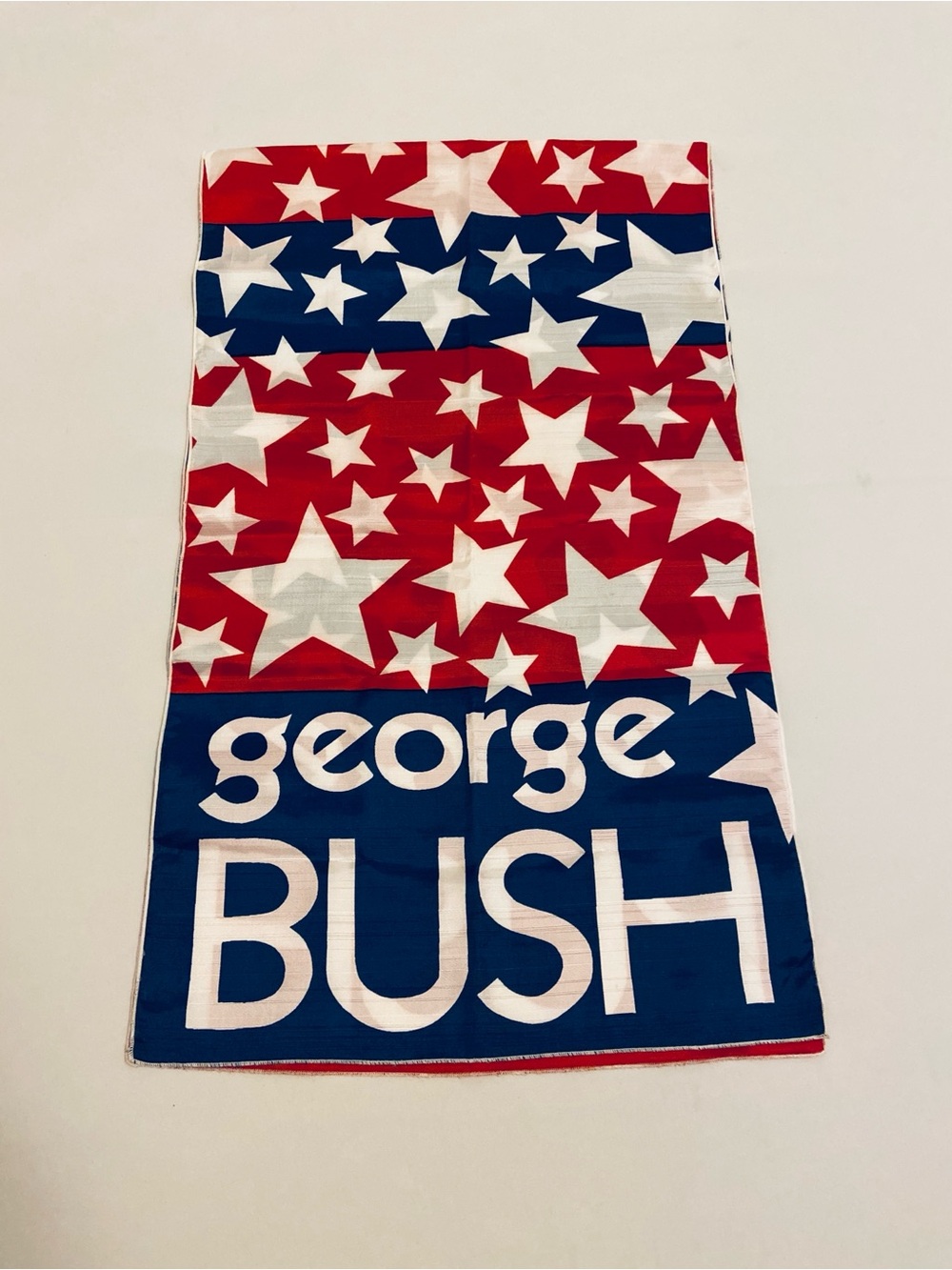 Bring back the 90’s! George Bush Patriotic Red & Blue Scarf